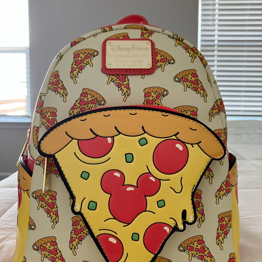 Loungefly Disney Pizza Backpack - Cream and Red